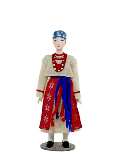 Кукла интерьерная фарфоровая в костюме Водь
