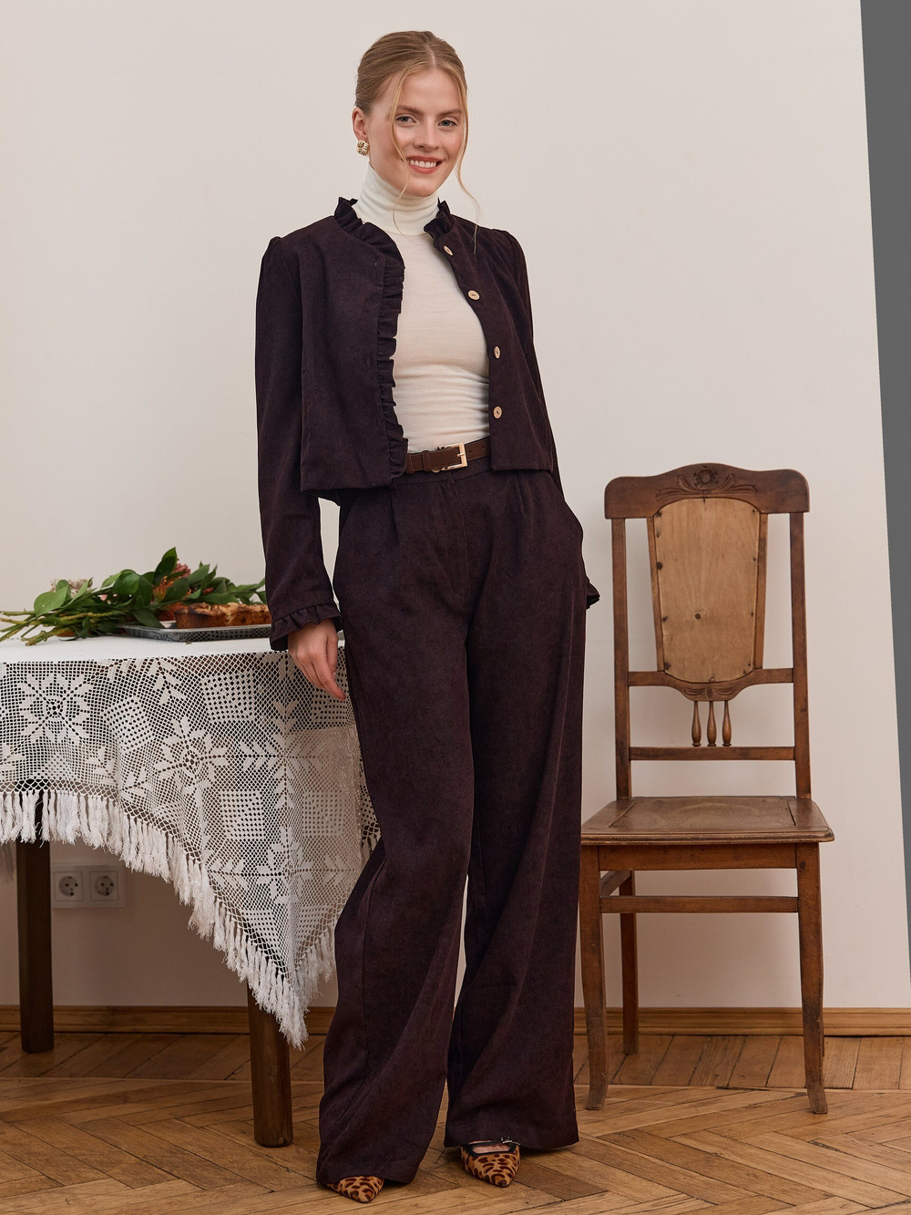 Брюки палаццо вельветовые