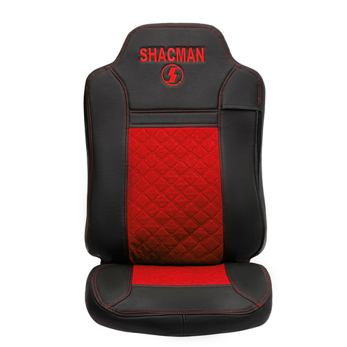 Чехлы Shacman X-3000 рестайлинг (экокожа, черный, красная вставка)