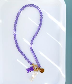 Колье из бусин камня ( violet aventurine )