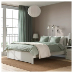 Двуспальная кровать - IKEA SONGESAND/LÖNSET/LONSET, 200х140 см, белый, СОНГЕСАНД/ЛОНСЕТ ИКЕА