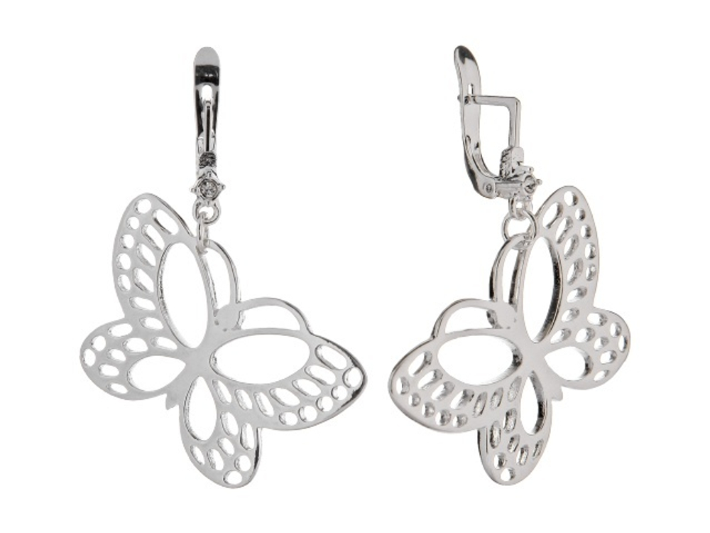 "Рема" серьги в родиевом покрытии из коллекции "Парк Бабочек" от Jenavi с английским замком