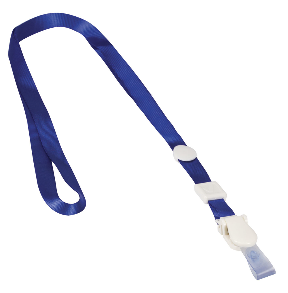Лента для бейджей, 45 см, съемный пластиковый клип-замок с петелькой, СИНЯЯ, BRAUBERG, 235729
