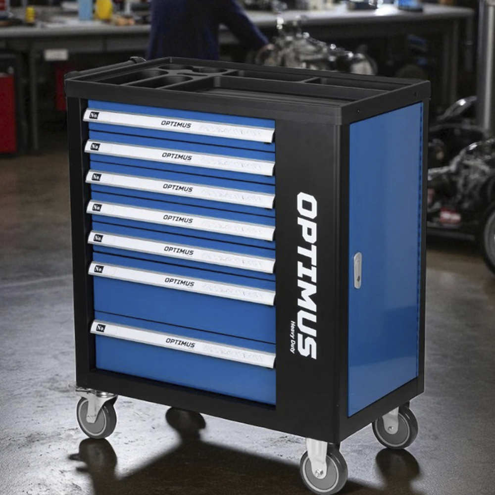 OPT-917P Тележка инструментальная, 7 полок с набором инструментов 289 пр, пластиковая столешница