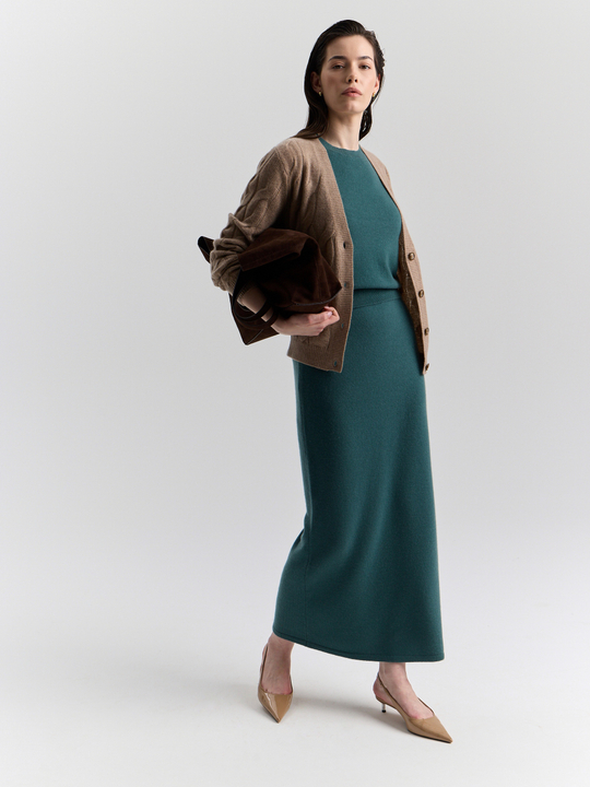 Кашемировый кардиган с косами