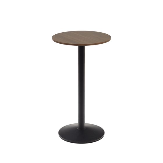 Esilda высокий круглый садовый стол ореховый с черной металлической основой Ø 60x96 см