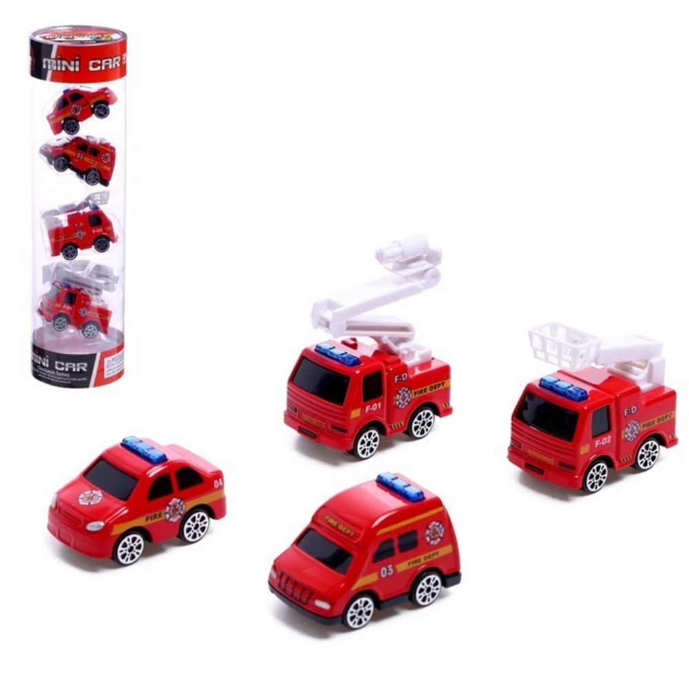 Набор металлических машин в колбе