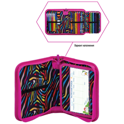Пенал 1 отделение, 200*140*40 Berlingo "Neon Zebra", дополнительная откидная секция, полиэстер