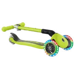 Skuter Globber Junior (Qatlanan, işıqlı, yaşıl)