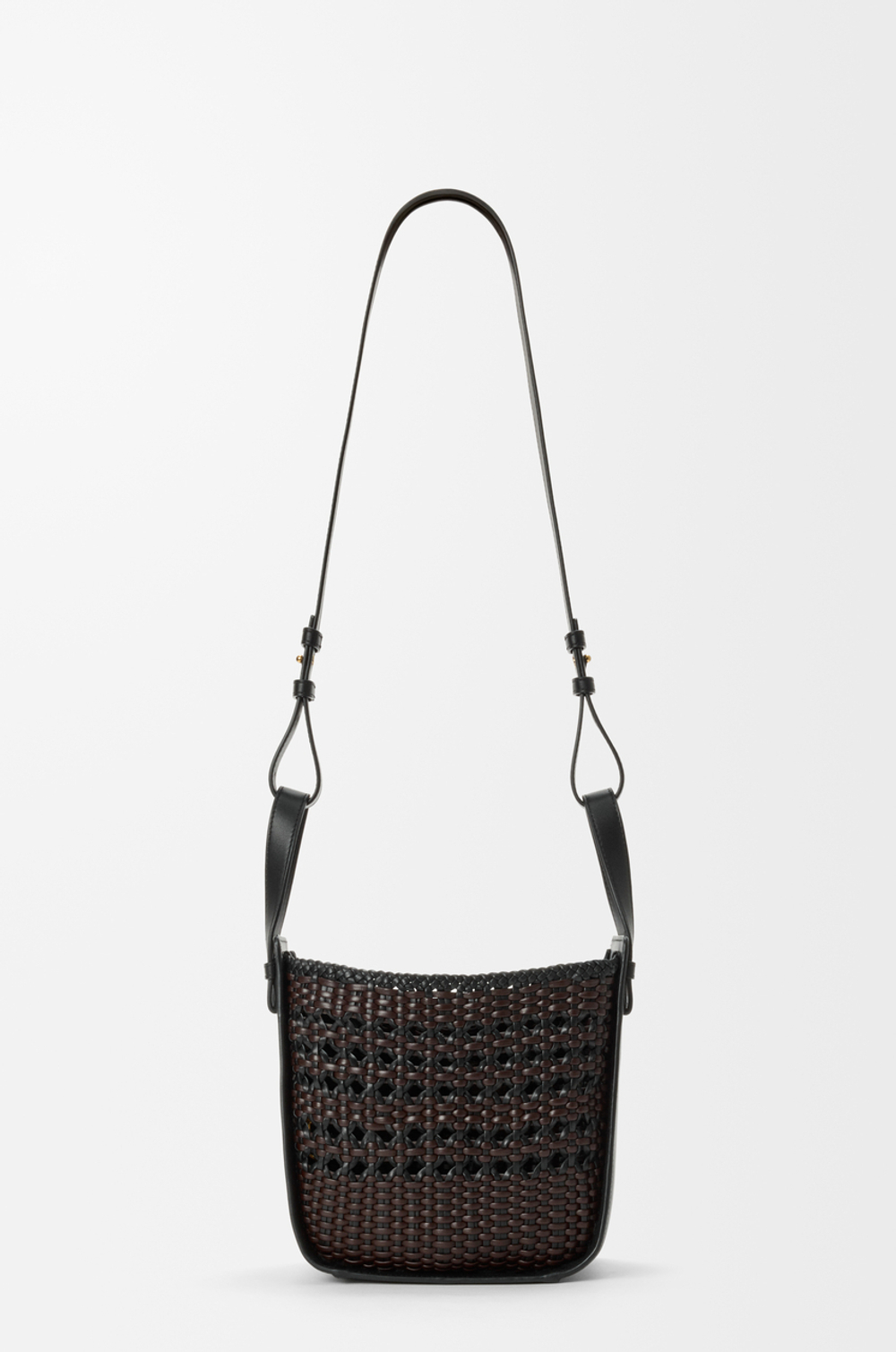 Loewe Компактная сумка Hammock из гладкой телячьей кожи и тканой кожи наппа, черный/коричневый