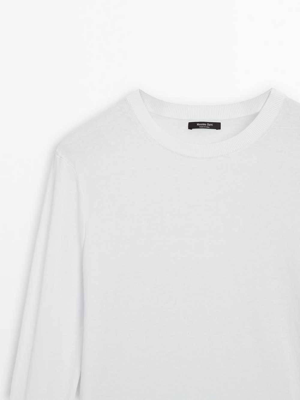 Massimo Dutti Свитер из смесового хлопка, белый