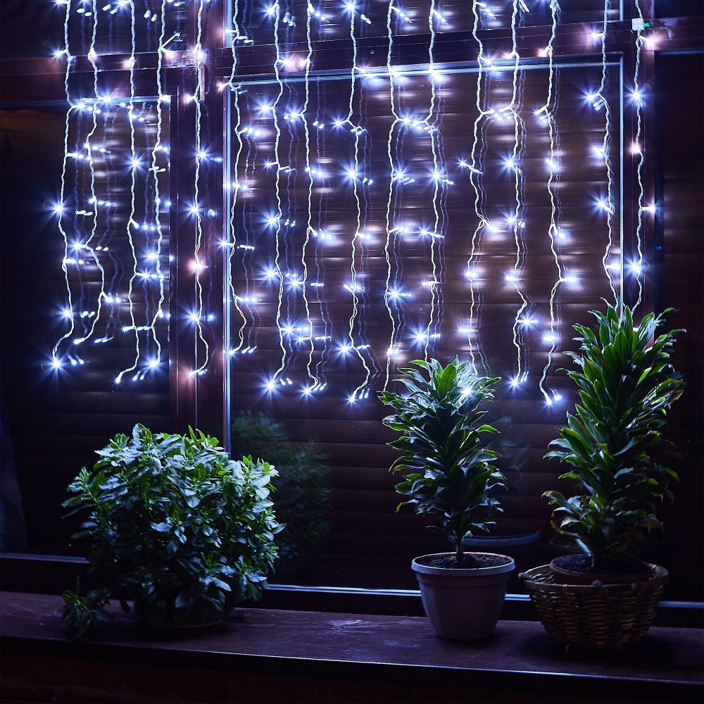 ULD-C1515-160-DTA WHITE IP20 Занавес светодиодный.1.5х1.5 м. 160 led. белый. с контроллером. провод прозрачный. IP20