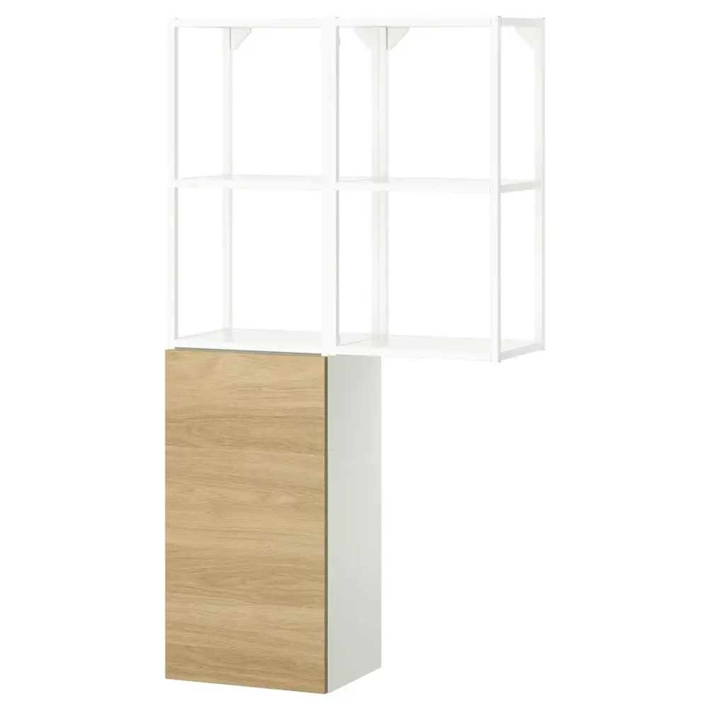 Комбинация для ванной - IKEA ENHET, 80х32х150 см, белый/имитация дуба, ЭНХЕТ ИКЕА