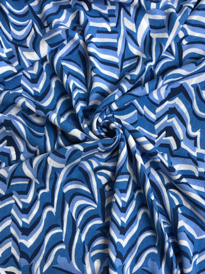 Марлевка жатка принт, вискоза голубой/белый