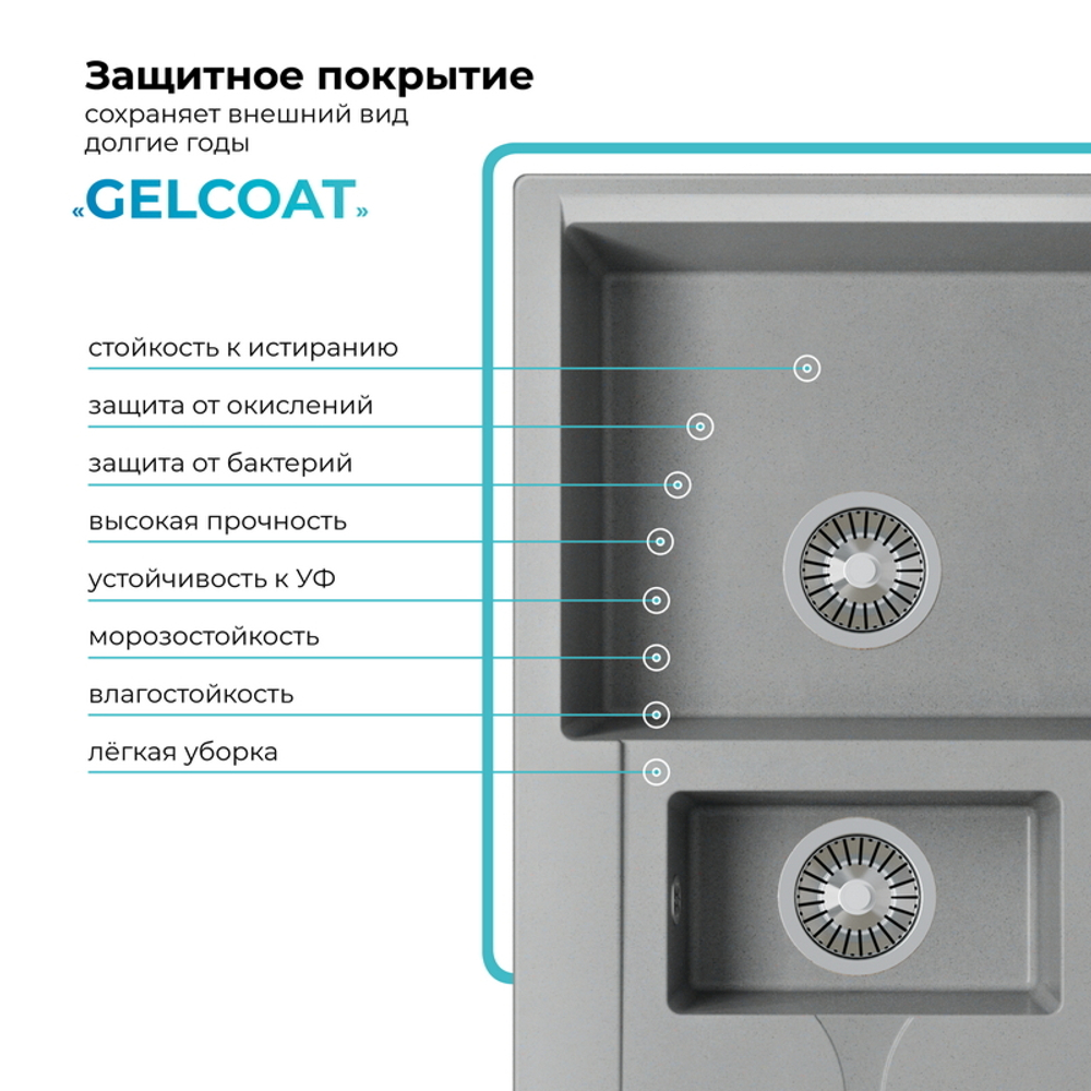Мойка POLYGRAN BRIG-870 серый №14