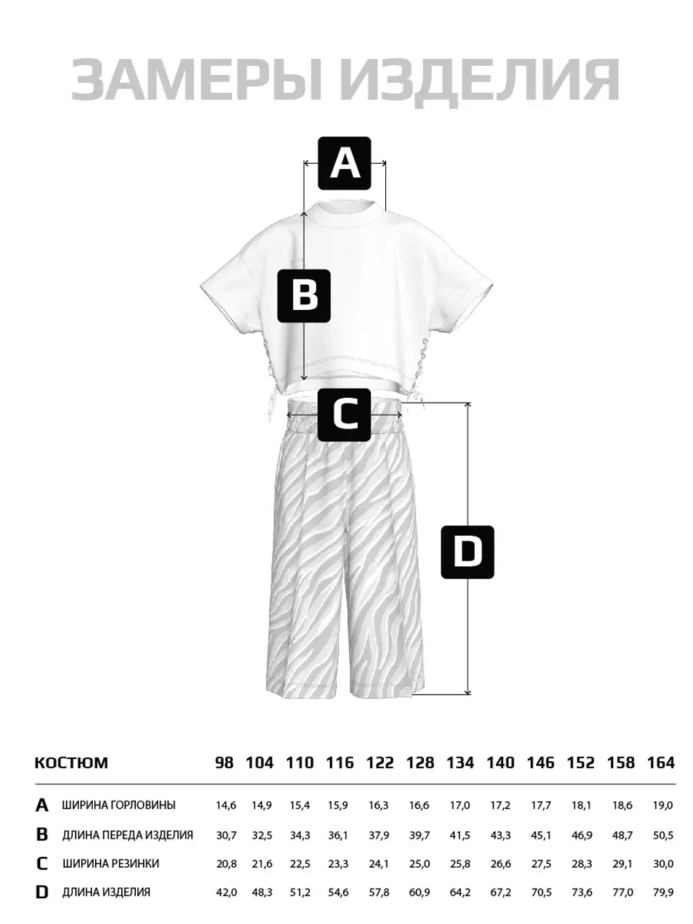 Костюм для девочки, футболка и кюлоты