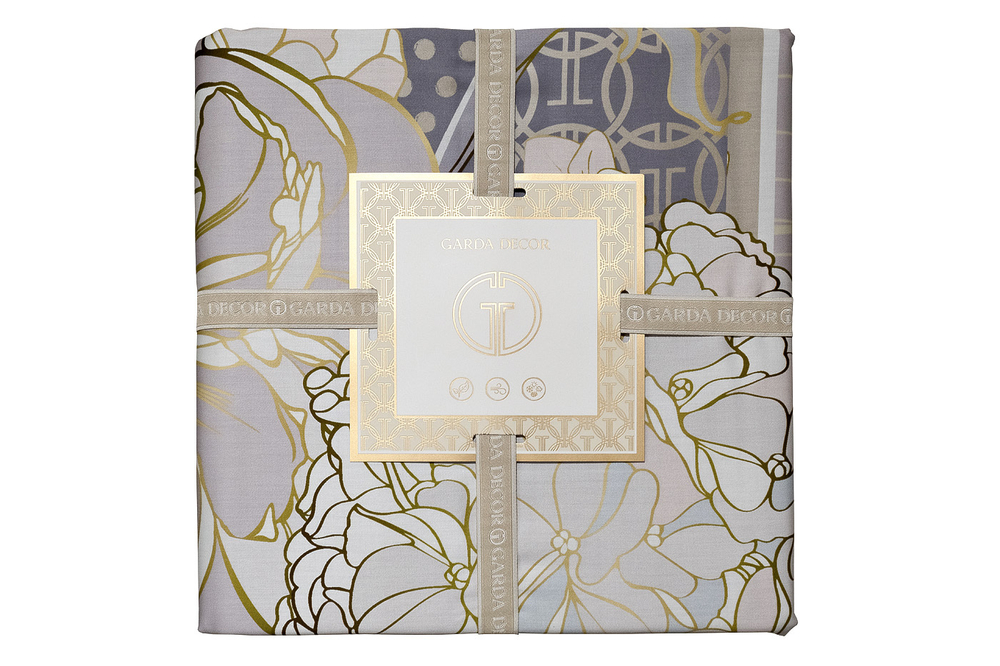 Пододеяльник 215х150 Garda Decor Пионы серый