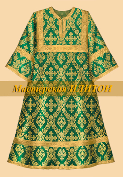 Стихарь алтарный зеленый из шелка.
