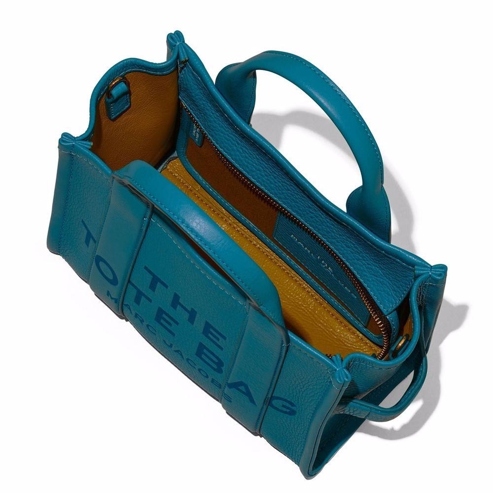 СУМКА MARC JACOBS THE LEATHER SMALL TOTE BAG BLUE SHADOW