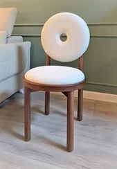 Стул с круглой спинкой Bagel, орех, белое букле