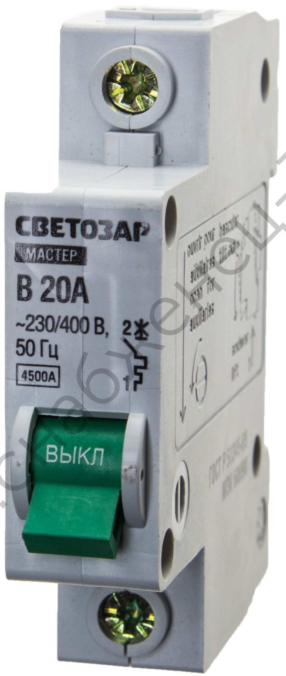 СВЕТОЗАР 1-полюсный, ″B″ (тип расцепления), 20А, 230/400В, Автоматический выключатель (49050-20-B)