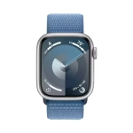 Apple Watch Series 9, 45 мм, корпус из алюминия Silver, тканевая спортивная петля Winter Blue