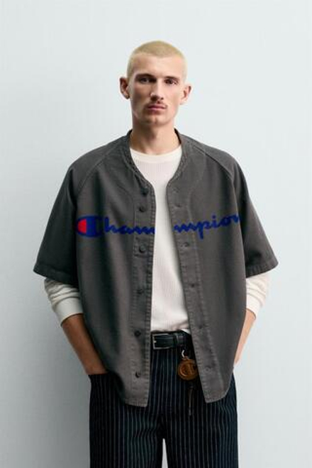 ZARA Х CHAMPION ® РУБАШКА СВОБОДНОГО КРОЯ, СЕРЫЙ