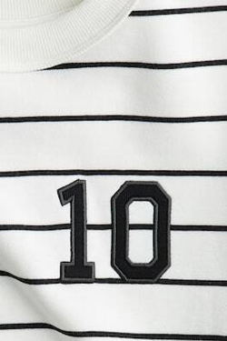 H&M Футболка укороченная с принтом, белый/черный