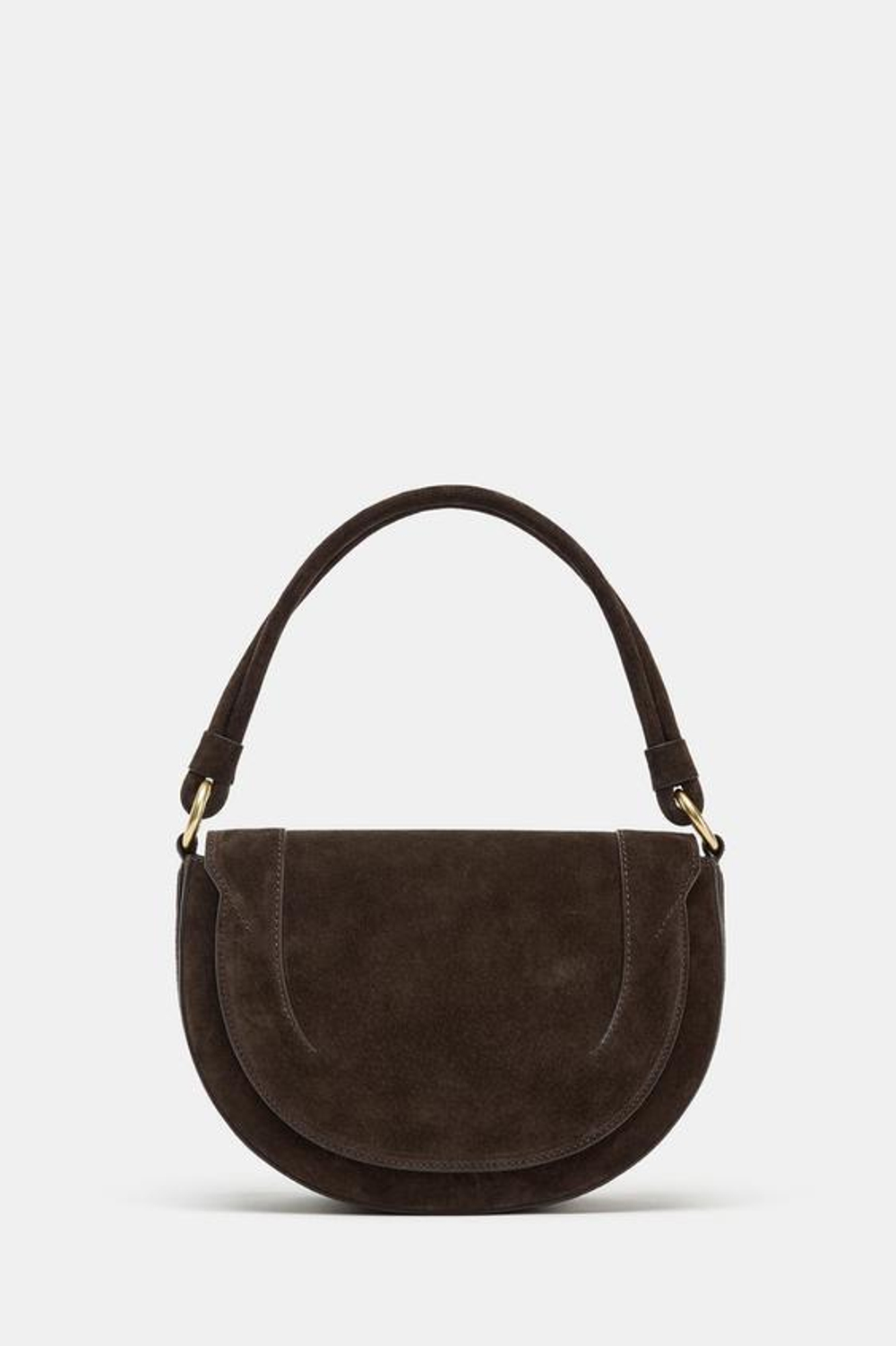 ZARA КОЖАНАЯ СУМКА С ПЛЕЧЕВЫМ РЕМНЕМ, ШОКОЛАДНЫЙ