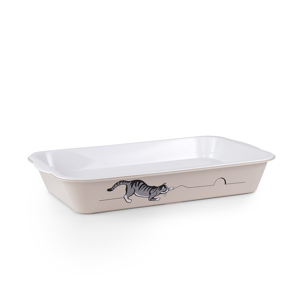 Лоток / туалет ZOOEXPRESS "Ева" с сеткой высокие ножки с рисунком - 40x26,5x6,5 см