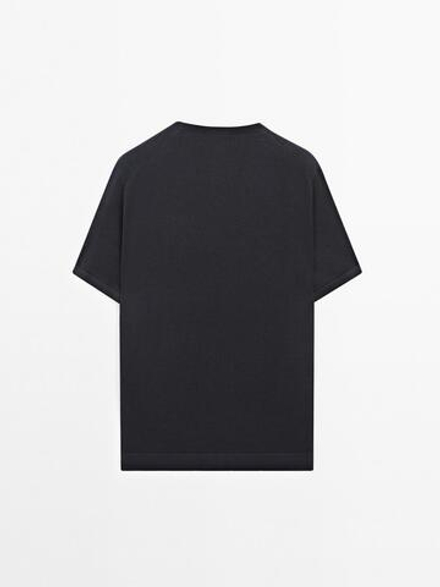 Massimo Dutti Трикотажная футболка с коротким рукавом, темно-синий