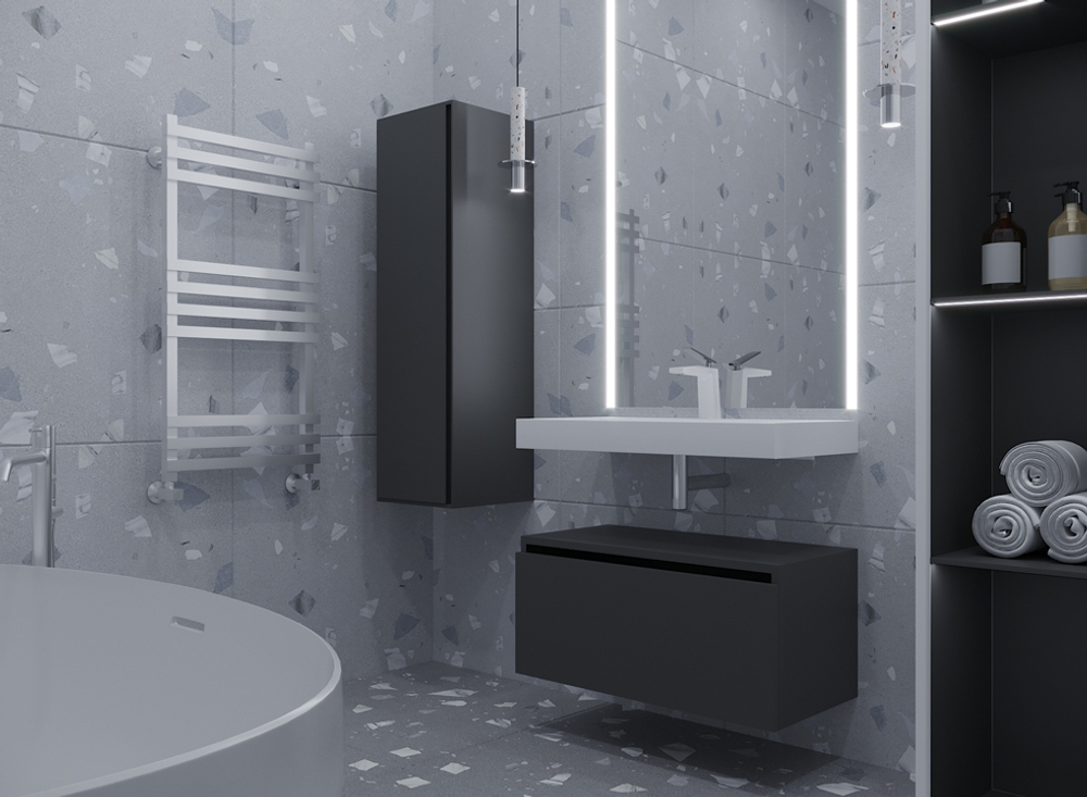 Ящик под столешницу 80 см АНТРАЦИТ глянец Armadi Art Vallessi UNO-S 897-080-A glossy