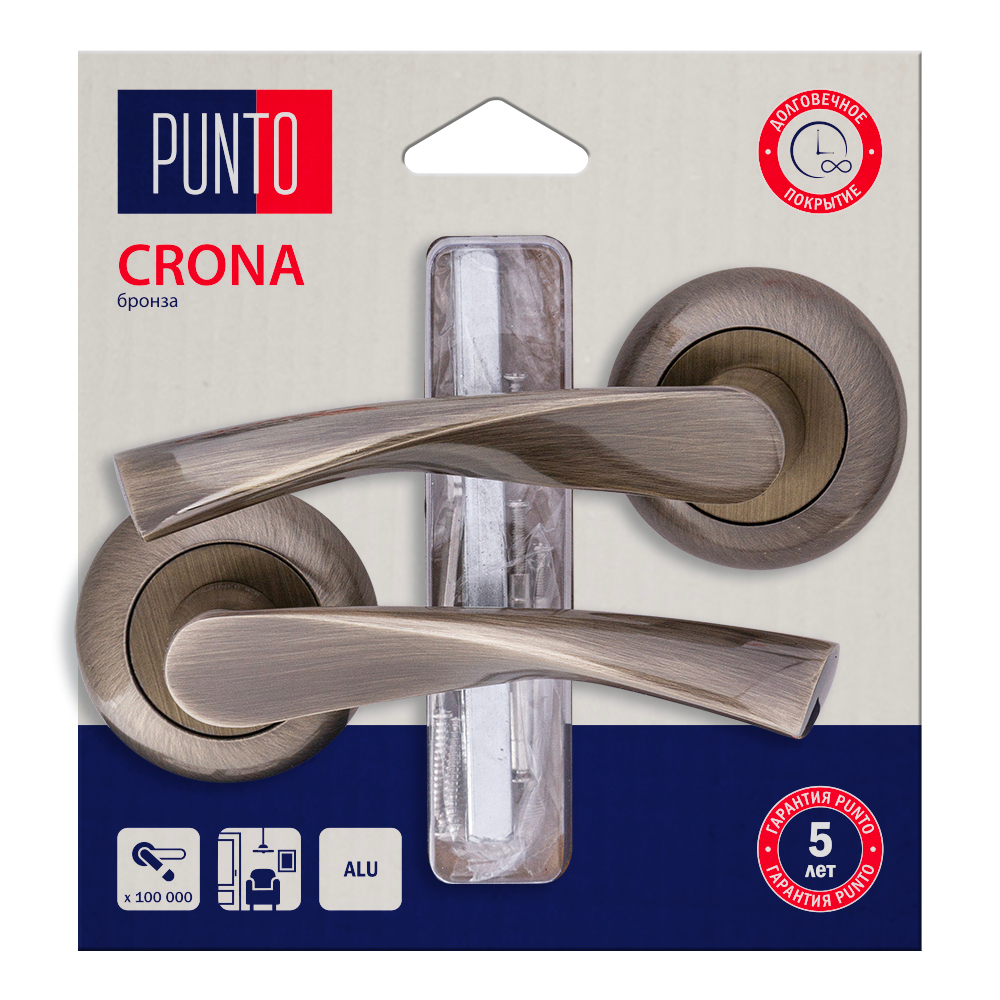 Дверные ручки (раздельные) "PUNTO" R.TL54.CRONA (разные цвета)