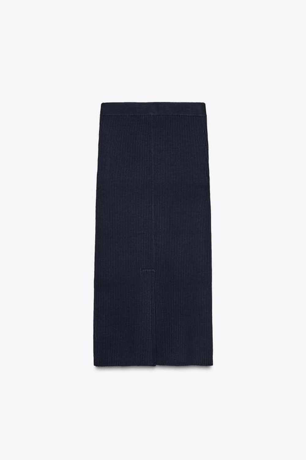 ZARA ТРИКОТАЖНАЯ ЮБКА-МИДИ В РУБЧИК, МОРСКОЙ СИНИЙ