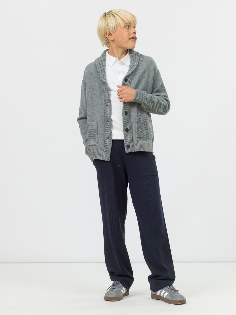 Кардиган для мальчика на пуговицах в школу AT1085 серый