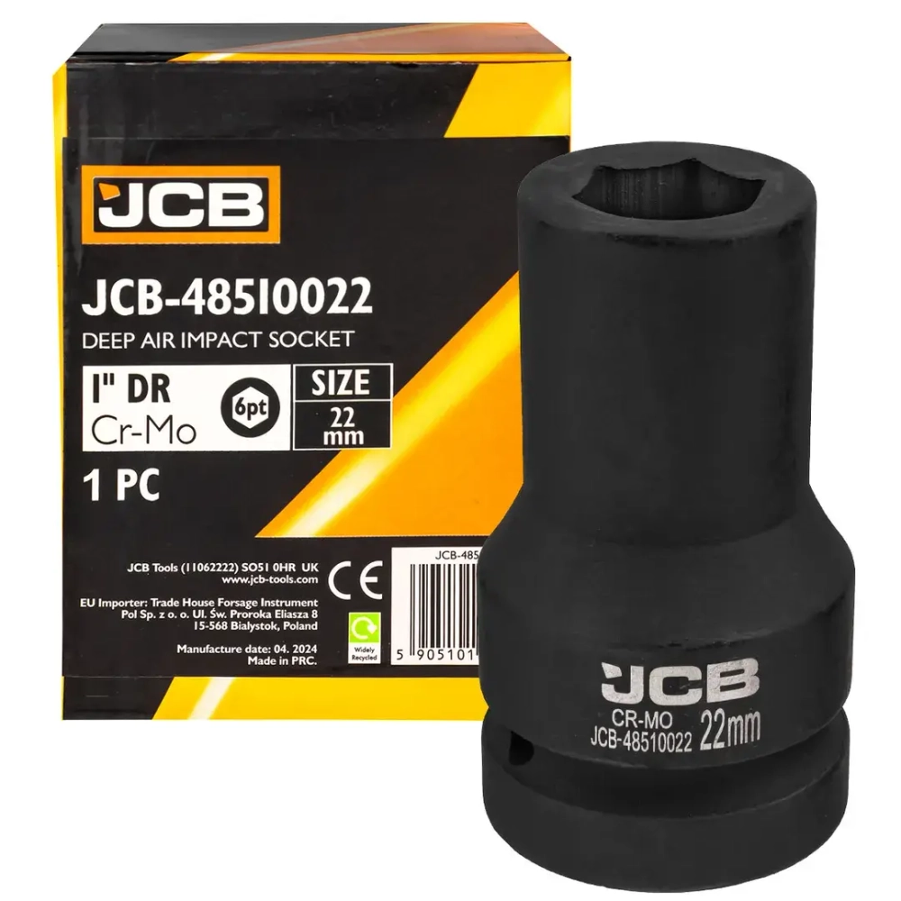 Головка ударная глубокая 1'', 22мм (6гр.) JCB JCB-48510022