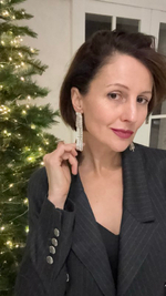 Серьги пусеты длинные с кристаллами №3