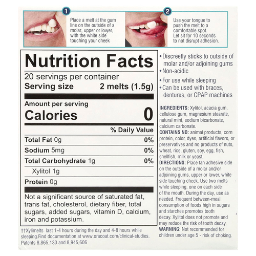 OraCoat, XyliMelts®, средство от сухости во рту, мягкая мята, 40 таблеток