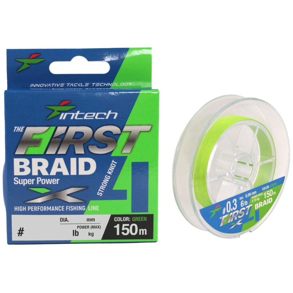 Плетеный шнур Intech First Braid х4 BRAID Green 150м 0.26мм