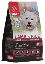 Сухой полнорационный корм Blitz Sensitive Lamb & Rice Adult Dog Small Breeds с ягнёнком для собак мелких пород 1,8 кг
