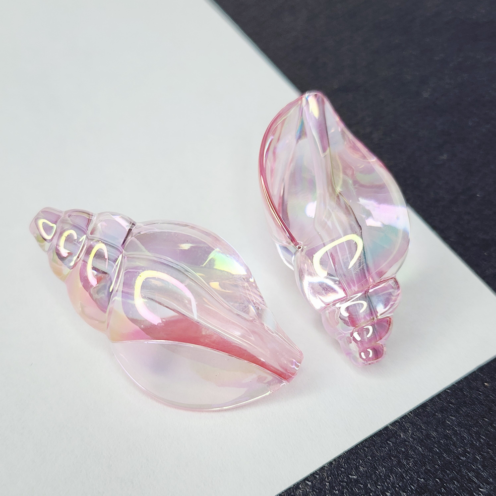 Бусина ракушка, акрил, нежно - розовый, морская раковина, р-р 38×21мм