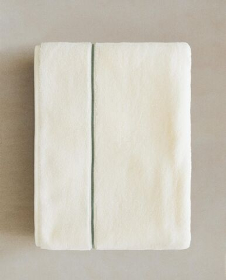 Zara Home - Банное полотенце с вышитым бордюром, бежевый, 30х50 см
