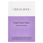 Idealove, Purple Flower Power, 5 тканевых косметических масок, 25 мл (0,85 жидк. унции) каждая