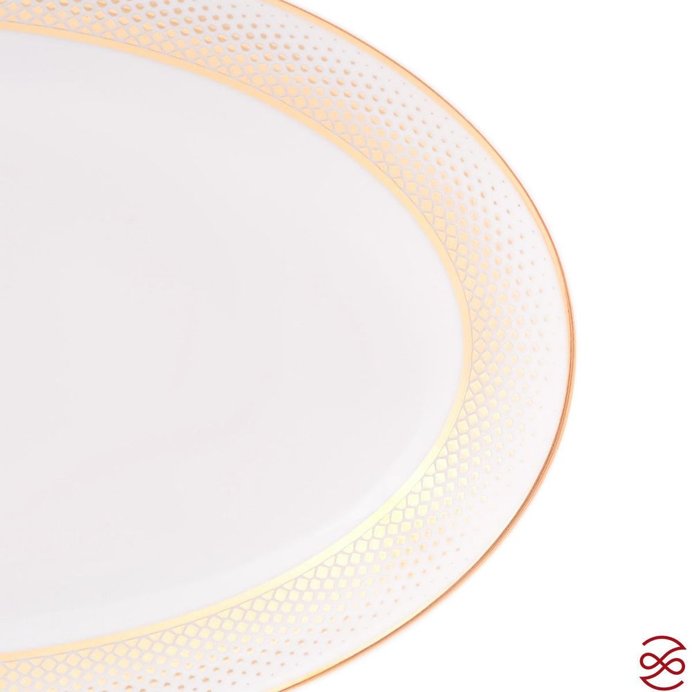 Блюдо овальное Falkenporzellan Deluxe Shape - Rio White Gold 24 см