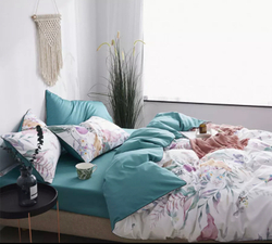 Постельное белье ЕВРО (двуспалка) Египедский Хлопок Белый Лепестки