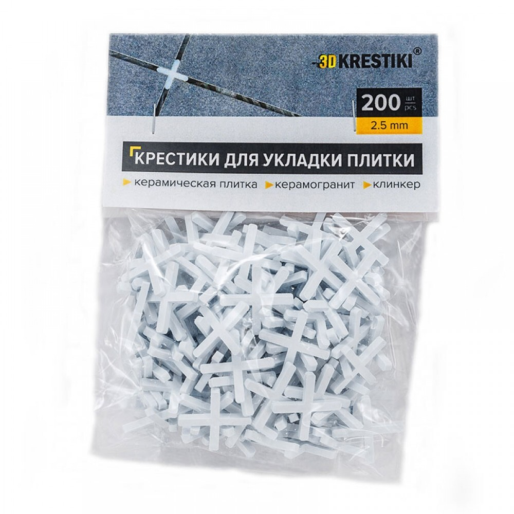 КРЕСТИКИ ДЛЯ КАФЕЛЬНОЙ ПЛИТКИ 3D KRESTIKI 2,5ММ 200ШТ