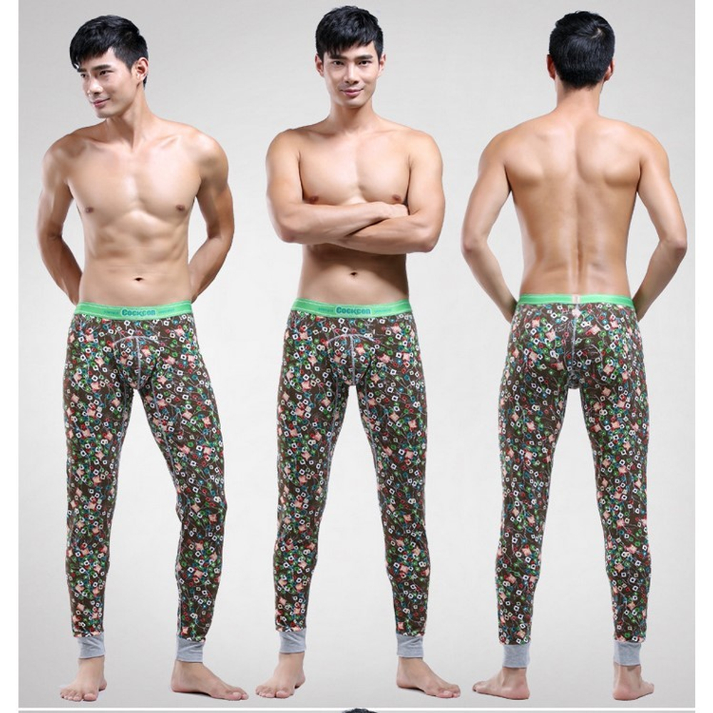 Мужские кальсоны с узором зеленые Cockon MAN pants Green 23643