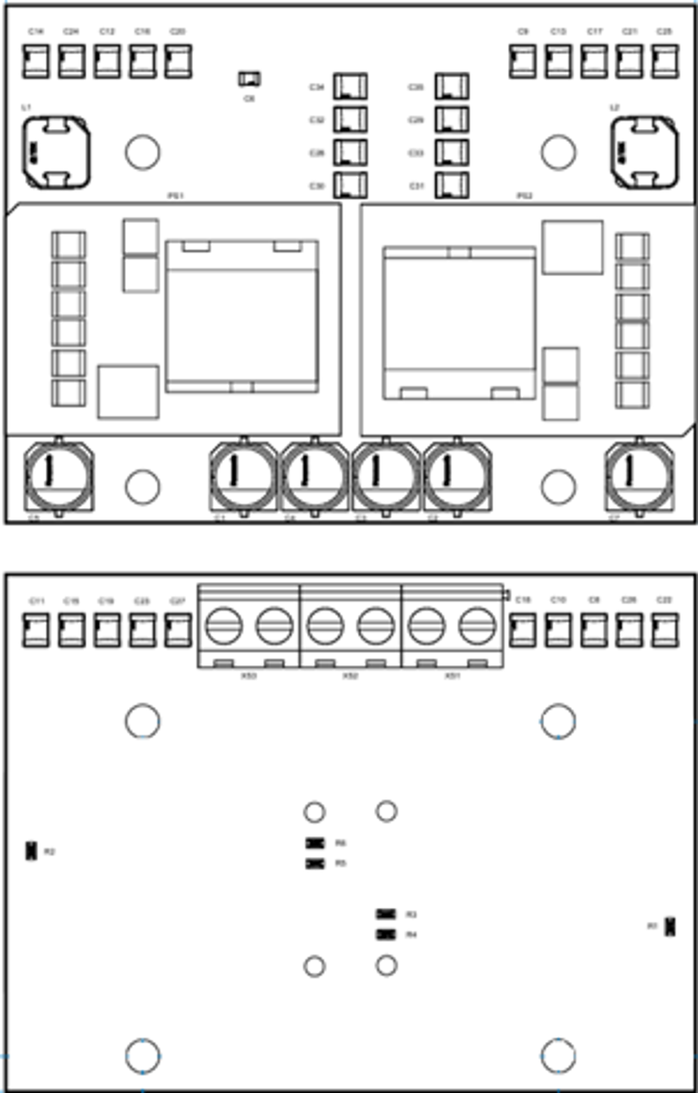 DC-DC преобразователь питания, входное напряжение 27 В, выходные напряжения 12 и 24 В.