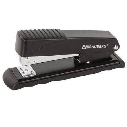 Степлер №24, Brauberg Office, до 30л, металлический корпус, черный