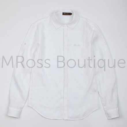 Мужская льняная белая рубашка Loro Piana премиум класса